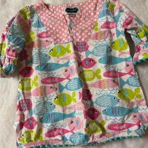 Mud Pie Vibrant Fish Pattern Baby Top
